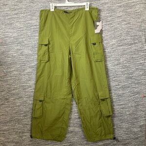 Love Poem Women’s Olive Green Wide Leg Cargo Parachute Pants
